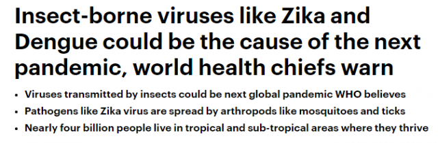 世卫警告:昆虫传播病毒恐成新
